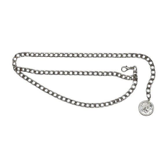 Women Silver Metal Chain Link Fashion Belt Medallion Coin Charm Plus Size XL XXL main image 11